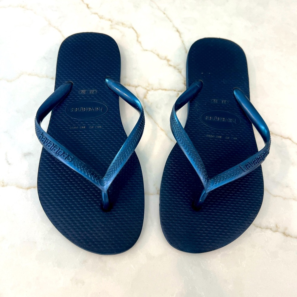 Havaianas, Kids Navy Blue Flip Flops 🩴, Size 35-36 US 6W